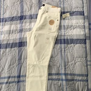 White Distressed Ankle Skinny Jeans